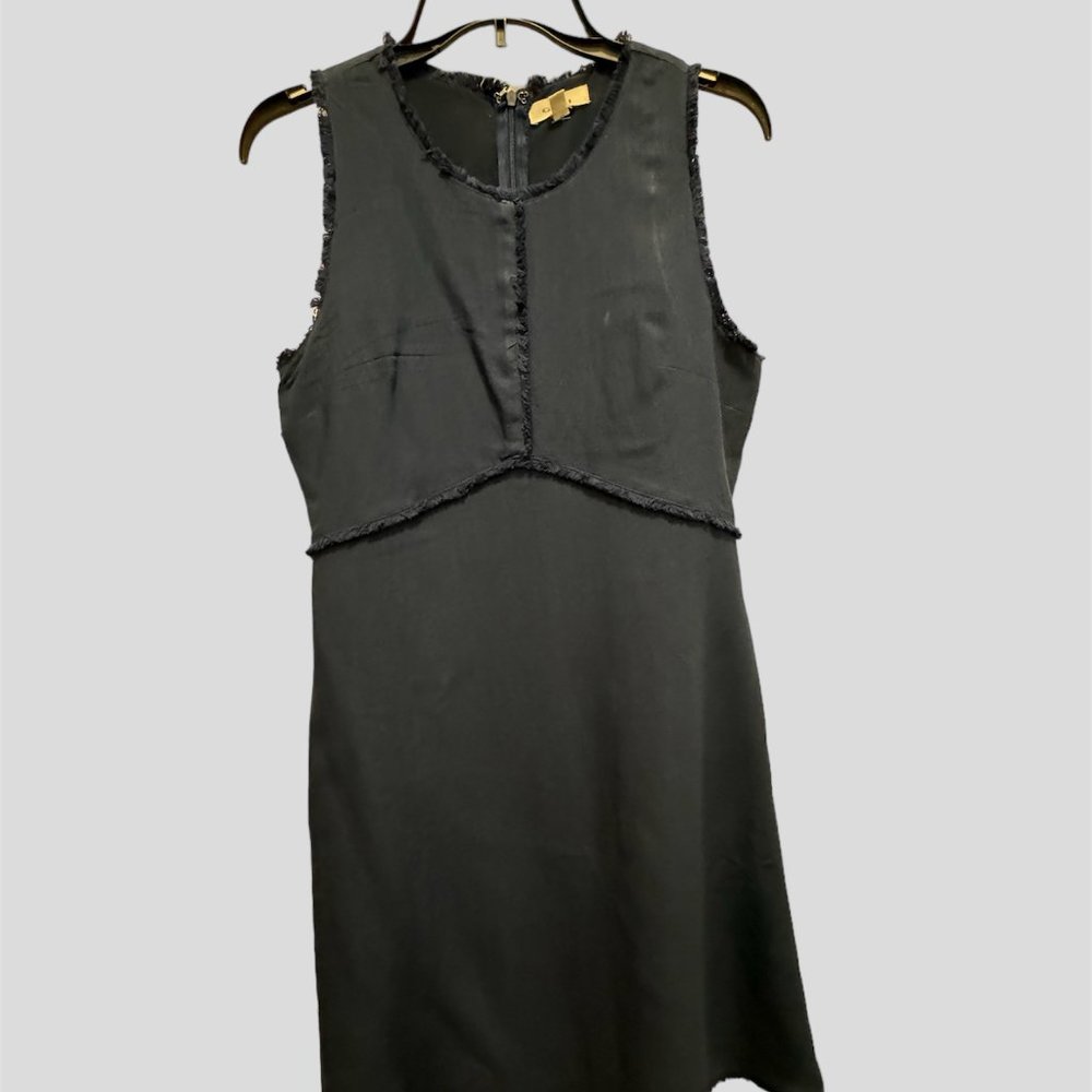 Gilli size large navy blue sleeveless dress with fringed detailing